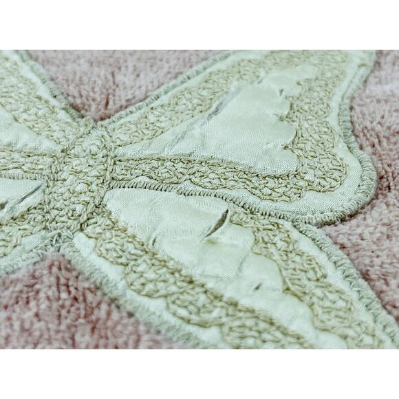 Vintage Avanti Pink Towel Set 4 Butterfly Satin Cream Ivory USA Body Bath Hand - Picture 7 of 8